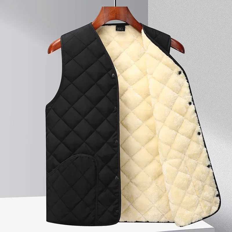 Men's Down Parkas Mens Winter New Men Fashion V-Neck Vest Warm Thickened Jacket Youth Sleeveless Athletic Vest Fishing Waistcoats Big Size 4XL z2
