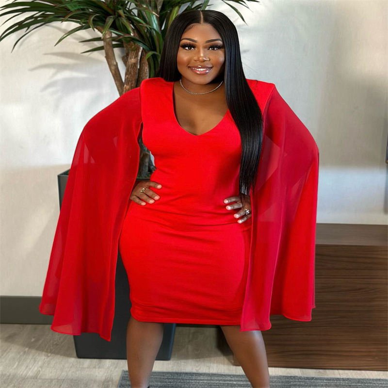 Simple Short Black Girls Prom Dress Cape Sleeves Knee Length Evening Dress Sexy V Neck Cocktail Club Party Wear Homecoming Graduation Dress Vestio De 