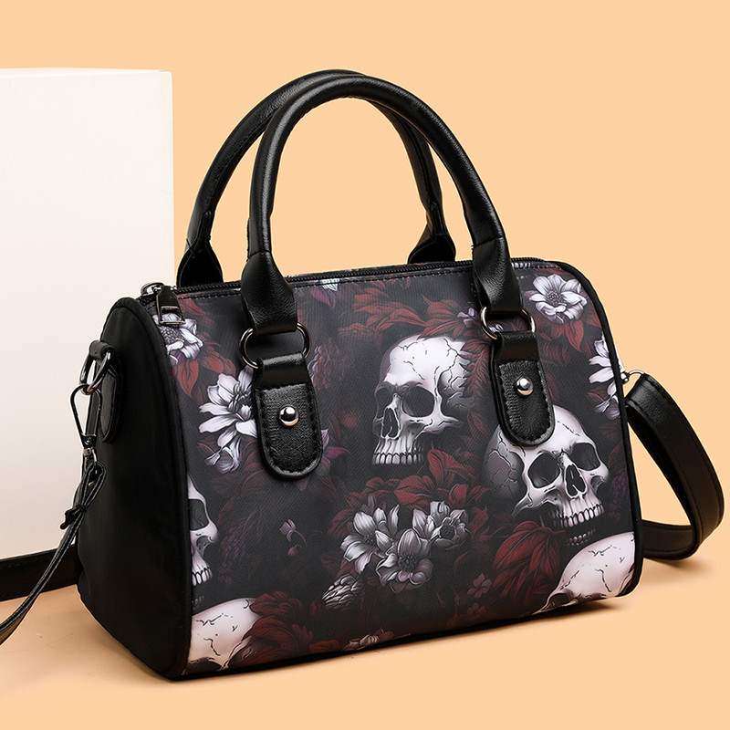 2025 new New trendy skull pillow bag, fashionable and personalized Oxford cloth handbag, large capacity crossbody zhanyishengli
