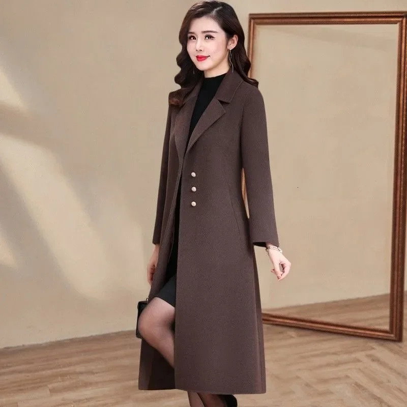 Stylish AgeReducing Autumn Winter Woolen Jacket For Women Slimming High Waist Slim Fit Smooths Your Silhouette Plus Size 241129