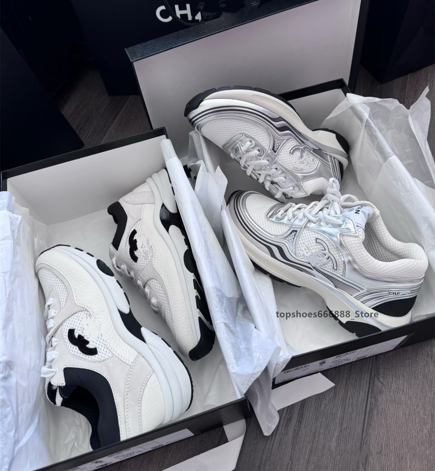 Paris Thick Soled Daddy Shoes Women 2025 Luxury brand Shoe Cd New Explosive Increase Mesh Breathable Sports Casual Shoes Designer ShoesChannel cha silver