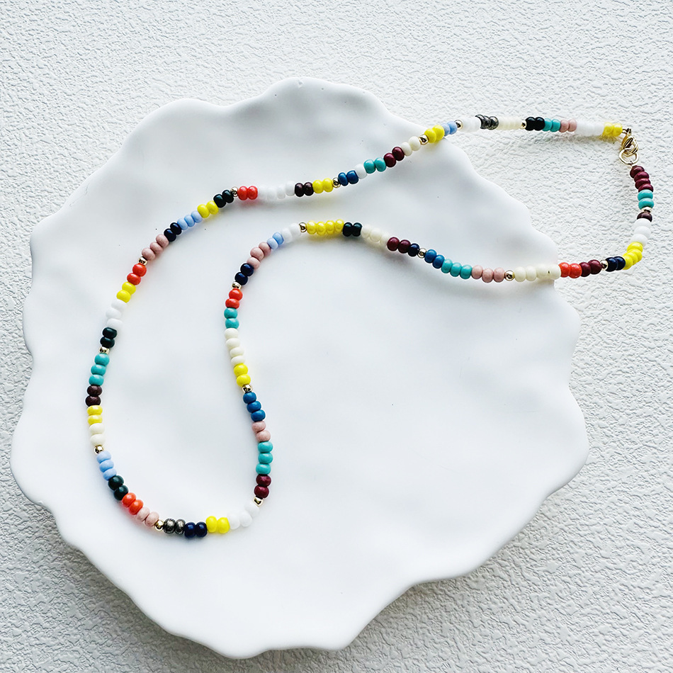 Chokers Opal chrysoprase green onyx moonstone Lily Tropical Rainbow Silk Knotted Open Loop Necklace colourful natural stone beaded 230927