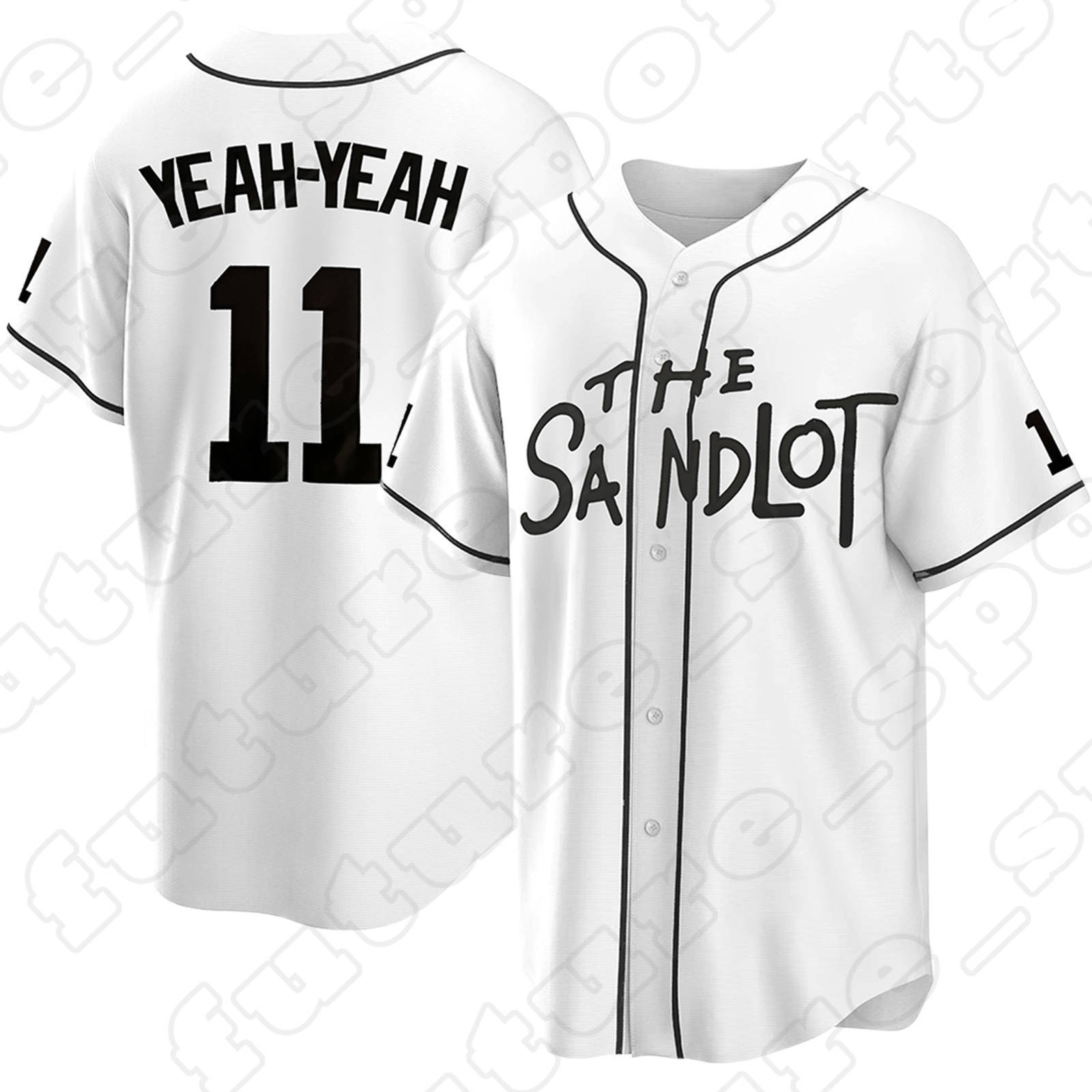 11 Yeah Yeah Men's White Baseball Jerseys The Sandlot Classic movie V-Neck Benny Rodriguez Sandlot Squints Stitched Shirts Uniform Jersey Shirt Button Down Shirt