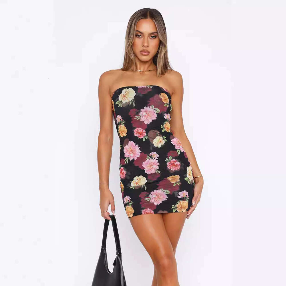 Women's clothing 2024 summer new sexy strapless waist wrap buttocks slimming nightclub dress for women