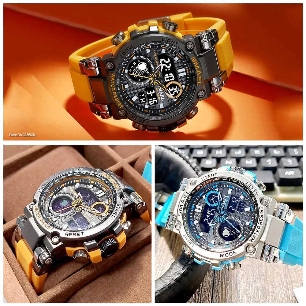 SMAEL Light e Sport Digital for Men waterproof dual time display timing quartz watch with automatic date week 1803B M241128