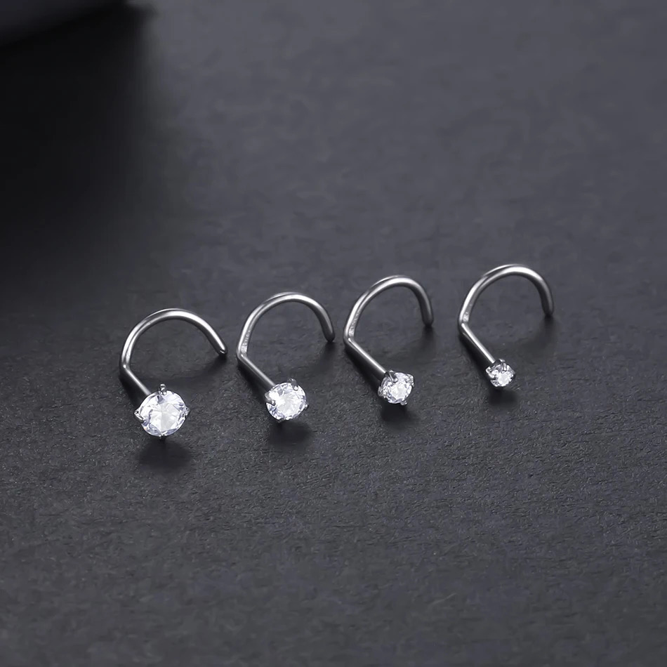 Implant Nose Stud Ring Set Round CZ Crystal Piercings 15225M Screw Nostril Piercing Earring Jewelry 20G 241125
