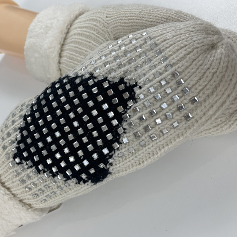 New autumn and winter gloves knitted hot drilled wool wrapped gloves warm thickened and plush knitted gloves