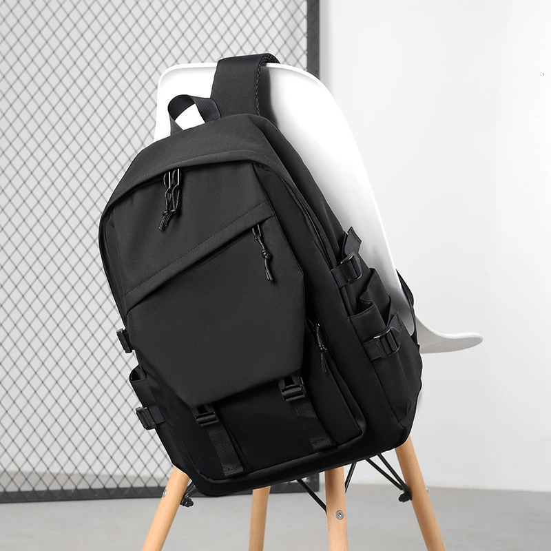 One 15 Inch Polyester Waterproof Solid Color Simple Mens Backpack Fashion Couple Student Computer y241126
