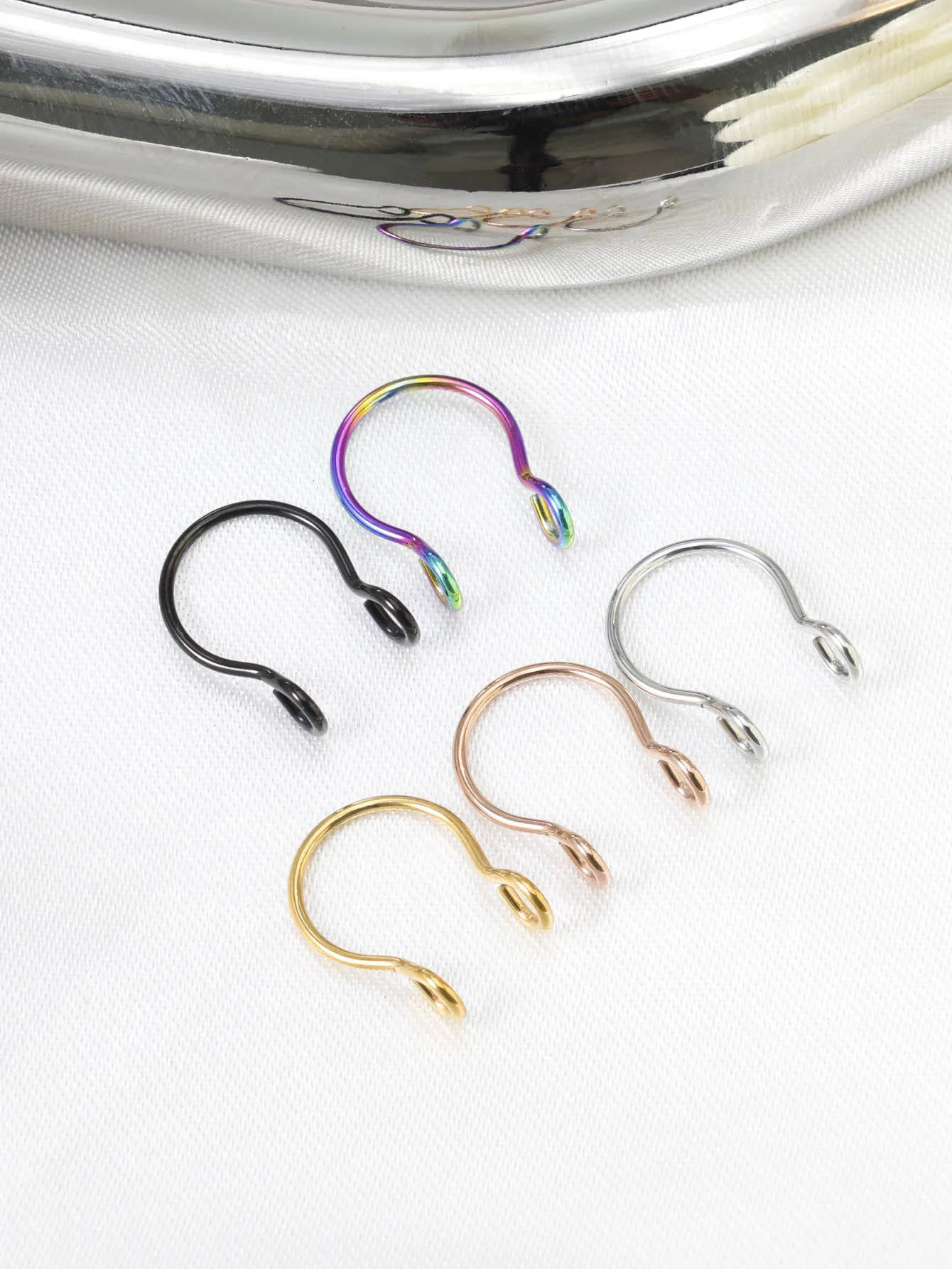 1Pc5pcs Set Horseshoe Nose Ring falseU Shaped Nath false Septum Rings316L Stainless Steel PiercingNon Pircing 241125