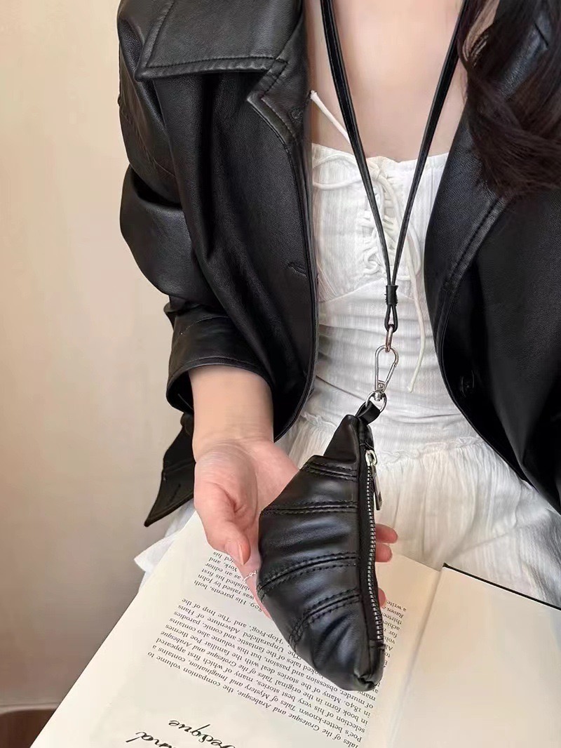 2024 new croissant niche design zero wallet key hanging neck accessories mini cute New glasses bag