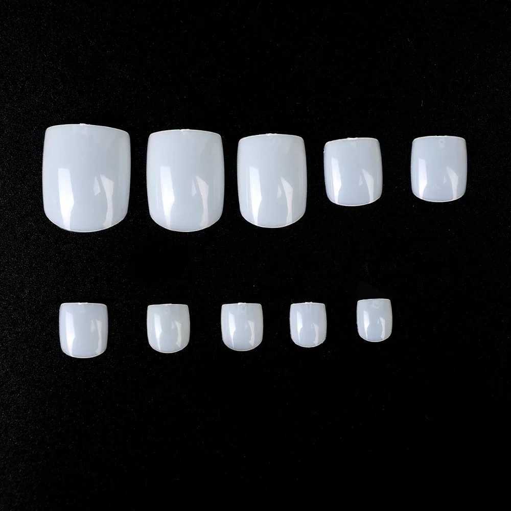 False Toes Nails French Square Nature White Clear Fake Toe Nails Feet Nail Tips Artificial Press on Toenails for Women MakeupXJ241128