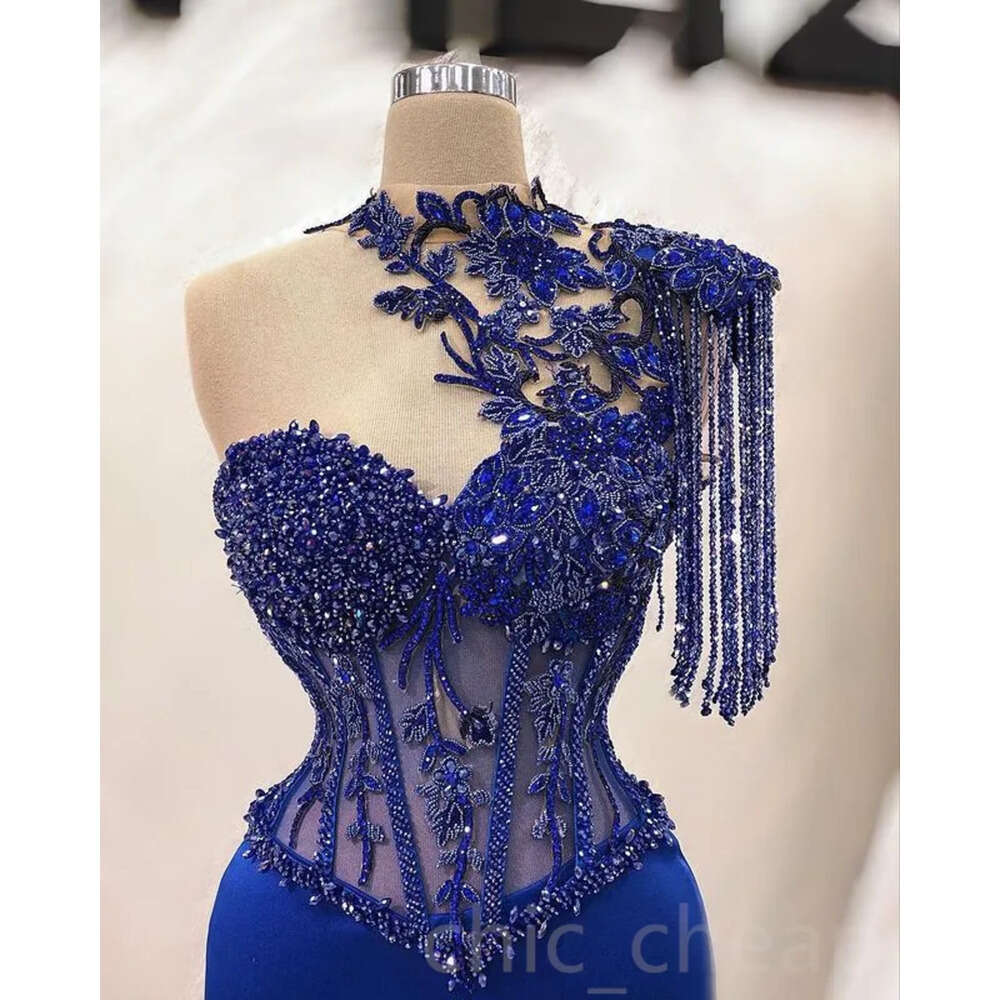 Ebi Mermaid Lace April Aso Prom Beaded Satin Evening Formal Party Second Reception Birthday Engagement Gowns Dress Robe De Soiree Zj