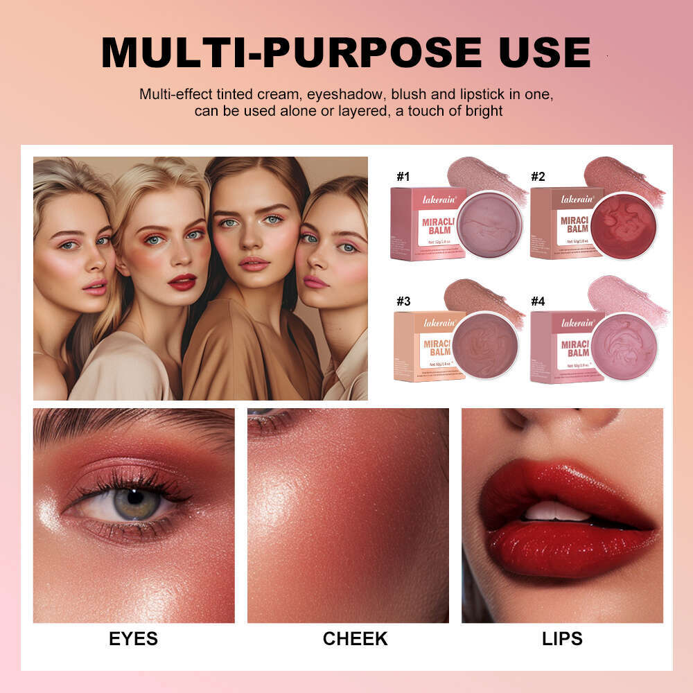 Miracle Downycheek Cream Monochrome Mud Woman New Peach Blush Eyeshadow Lipstick 3In1 Paste Cheek Women Comstics