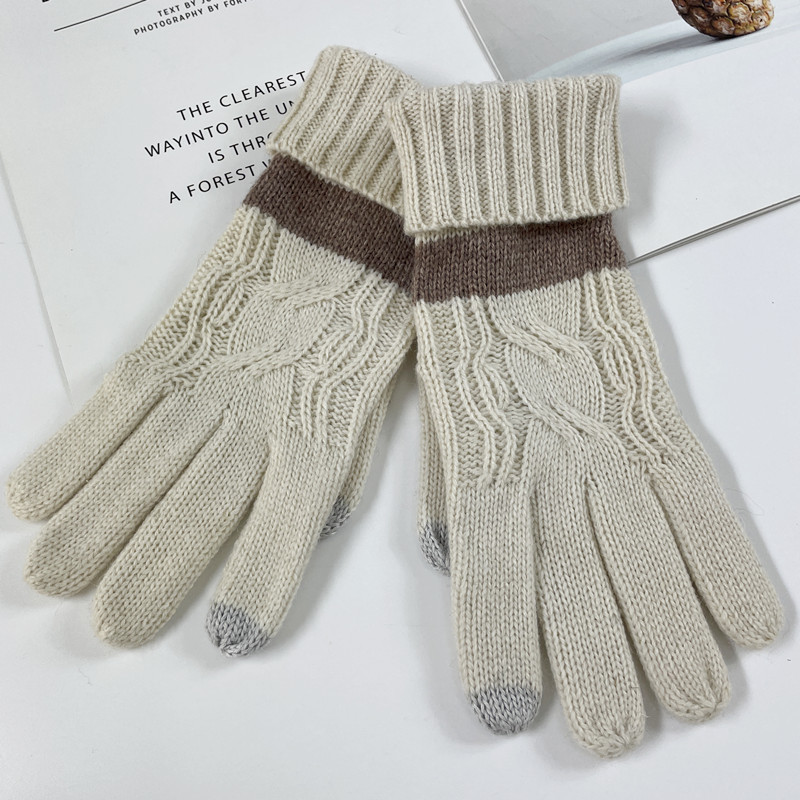 Manufacturer's new winter warm knitted gloves touch screen gloves wool men's and women's cold resistant woolen gloves spot wholesale