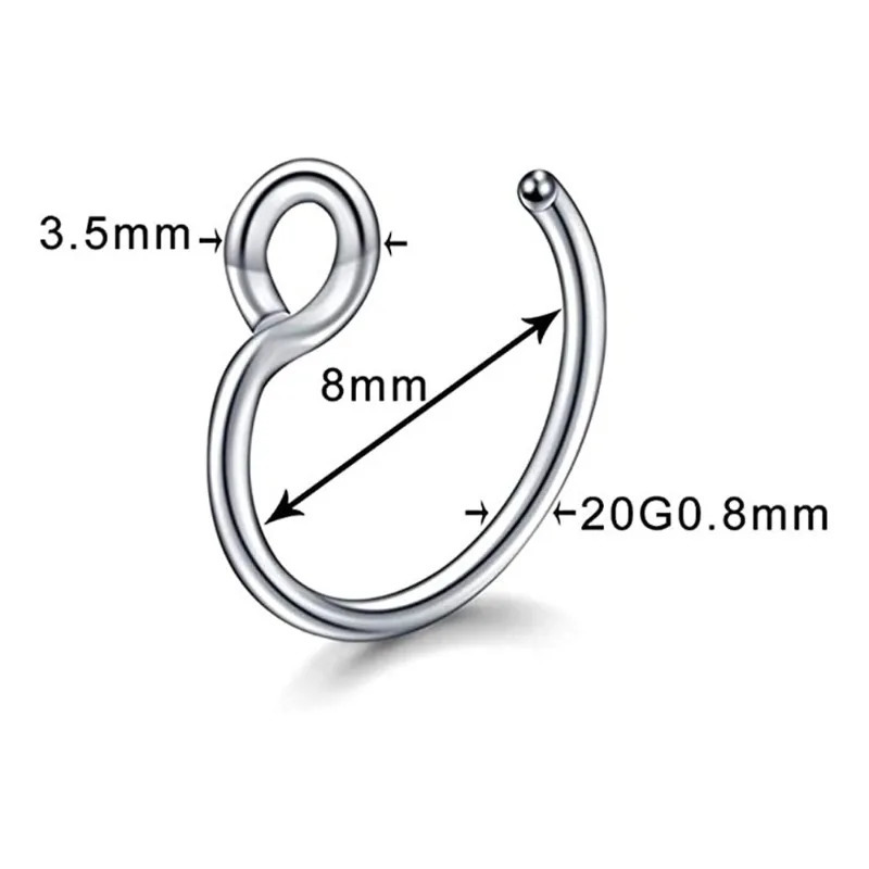 235Pcs 316L Stainless Steel Nose Ring for Women Men C Shape Clip On Lip Cartilage Tragus Helix Ear Piercing Jewelry 241125