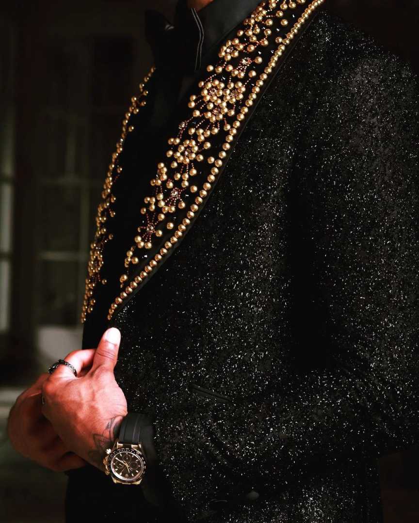 Vintage Men's Suit 3 Piece Set Pearls Tailored Blazers Shawl Lapel Beading Groom Jacket One Button Special Design Prom Custom Made (Coat+Vest+Pan