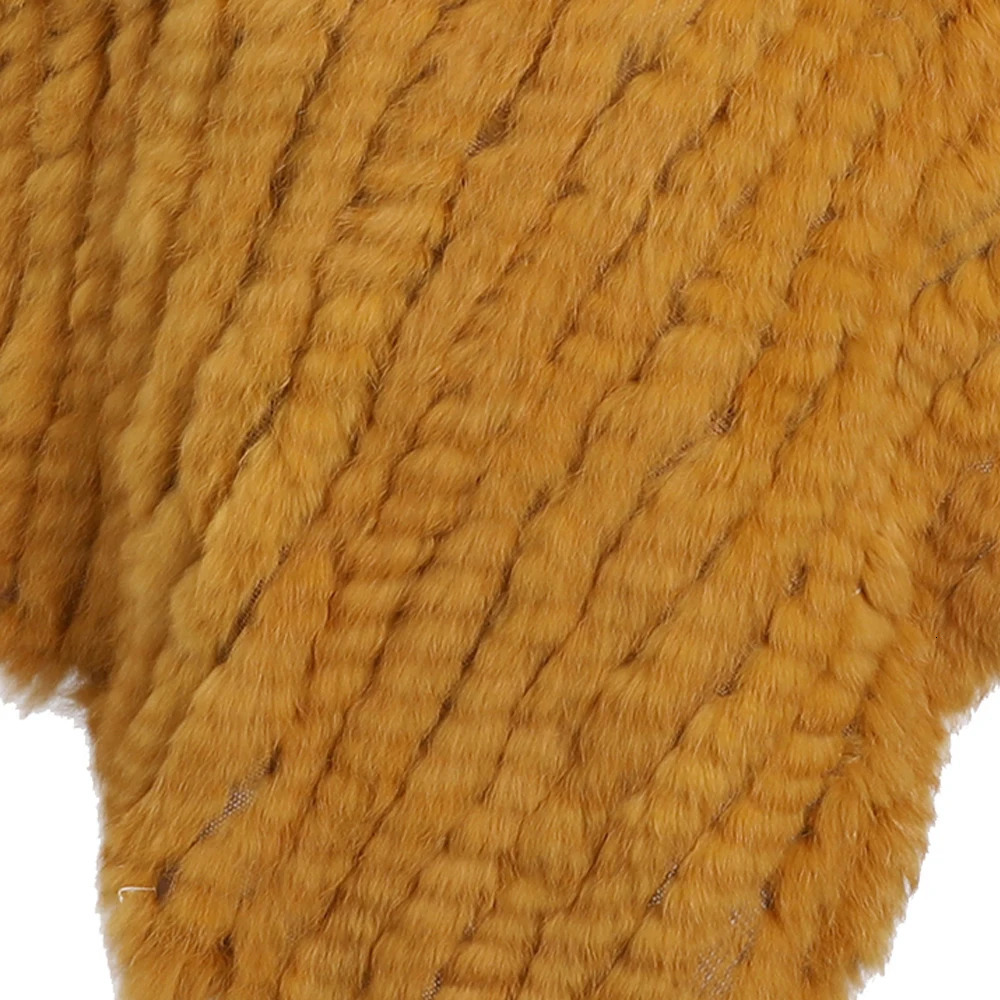 BOONJOVIA Womens 100% Real Natural Rabbit Fur Knitted Pullover Poncho Lady Fashion Cape Genuine Fur Shawl Warm One Size 241128