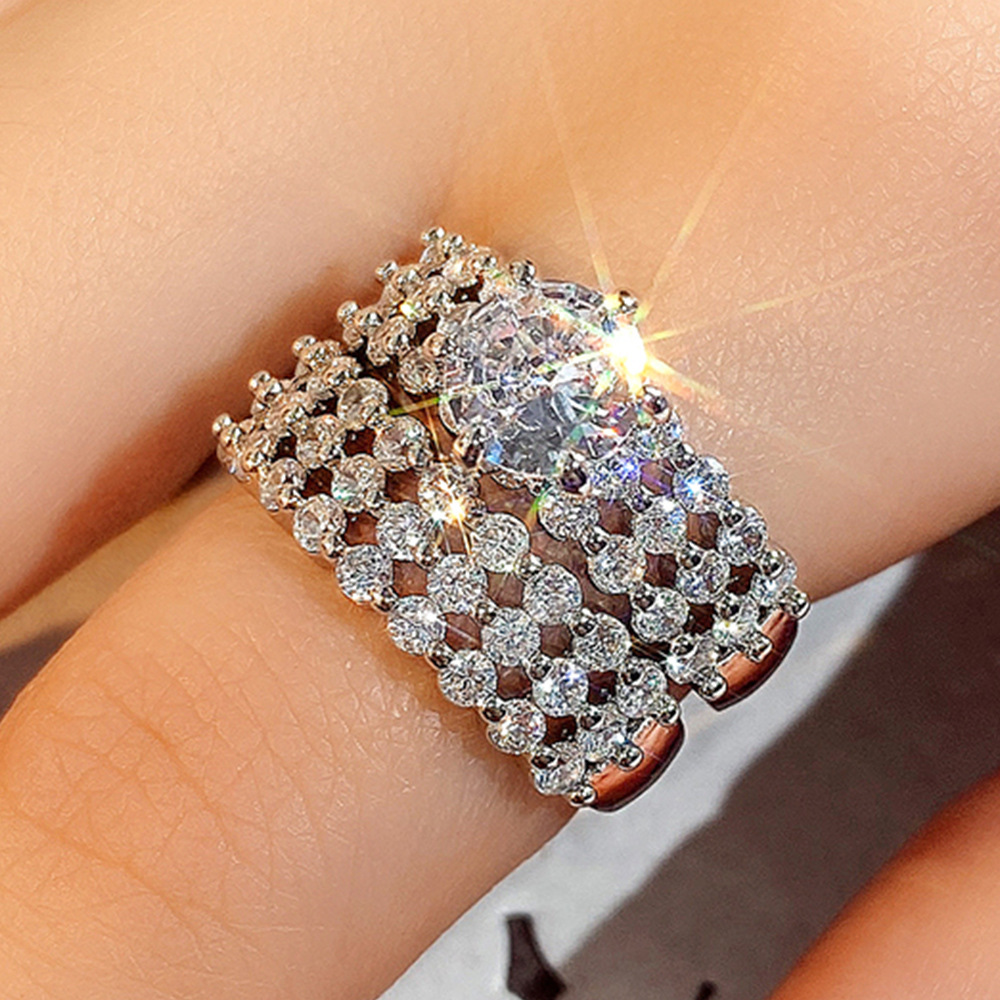 Choucong Brand Handmade Wedding Rings Luxury Jewelry 925 Sterling Silver Fill Round Cut White 5A Cubic Zircon CZ Diamond Gemstones Party Women Couple 