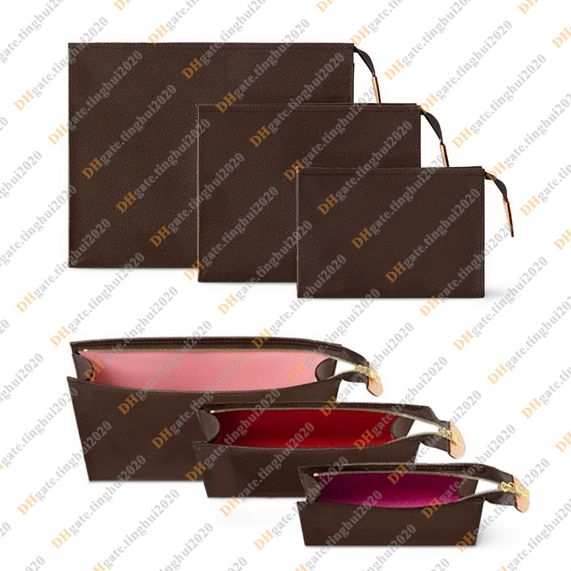 Ladies Fashion Casual Designe Luxury 3 In 1 Trio Toilet Pouch Bag Cosmetic Bag Toiletries Pouch Clutch Bag Totes Handbag Wallet TOP Mirror Quality M47195 Pouch Purse