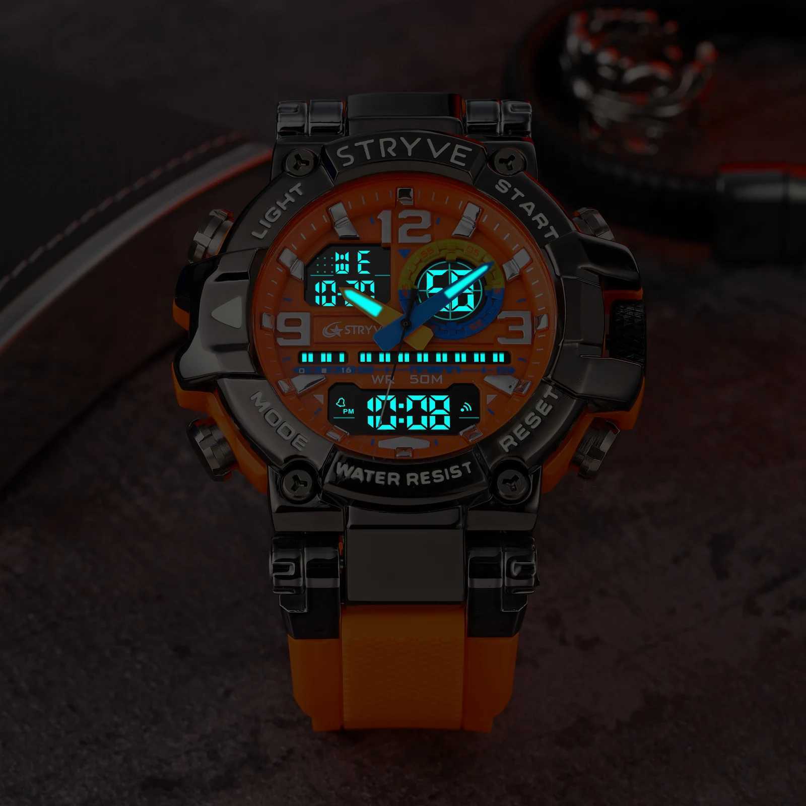 Luxury STRYVE Mens Fashion with Box Digital Ang Double Candlelight Week Waterproof Fashion Sports Student M241128
