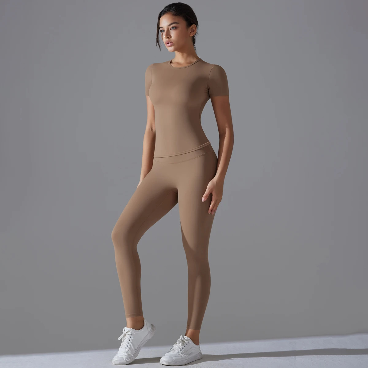 QuickDrying Gym Leggings Set Yoga Suit Sports Sleeve Breathable Stretchy GYM Slim Fitness Active Top Tight Pant 241125