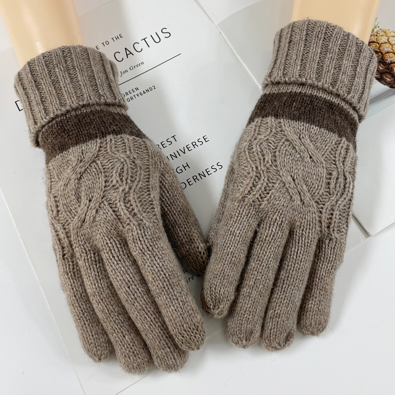Manufacturer's new winter warm knitted gloves touch screen gloves wool men's and women's cold resistant woolen gloves spot wholesale