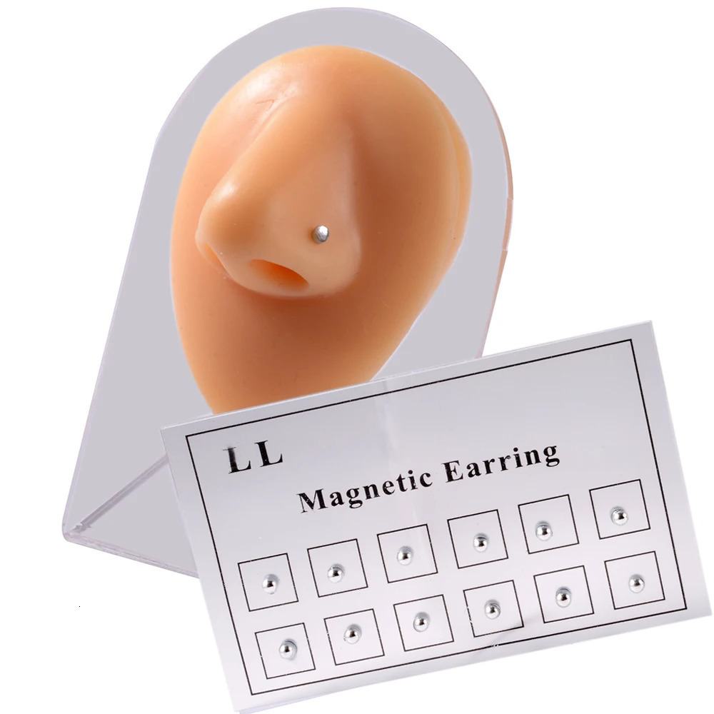 12PCSCard Cheater Non Pierced Magnet Ear Tragus Cartilage Lip Labret Stud Nose Ring Jewelry Magnetic Earring 241125