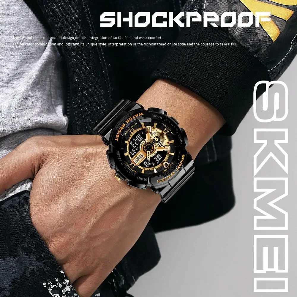 SKMEI Youth Sport Digital Mens Shockproof Waterproof Two Hand Wrist D Timing Alarm Clock Mens Cool Hour M241128
