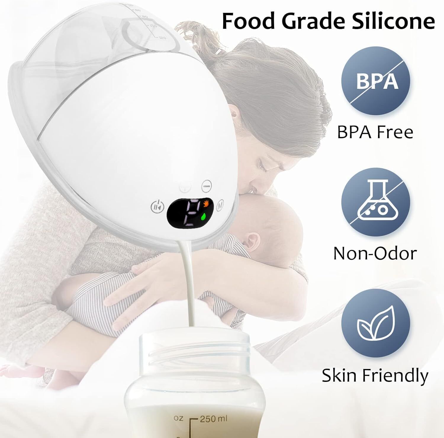 2 PCS Wearable Electric Breast Pump Silent Hands Free 9 Levels Auto Milker USB