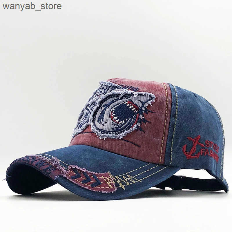 Ball Caps New cotton mens baseball cap womens snapshot cap shark embryo bone cap gorras casual mens baseball cap L240910