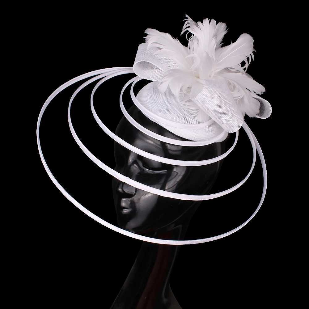 Wide Brim Hats Bucket Hats Elegant Ladies Wedding Fascinators Women Headwear Hair Clips With Fancy Feathers Party Tea Church Race Headdress Y240426