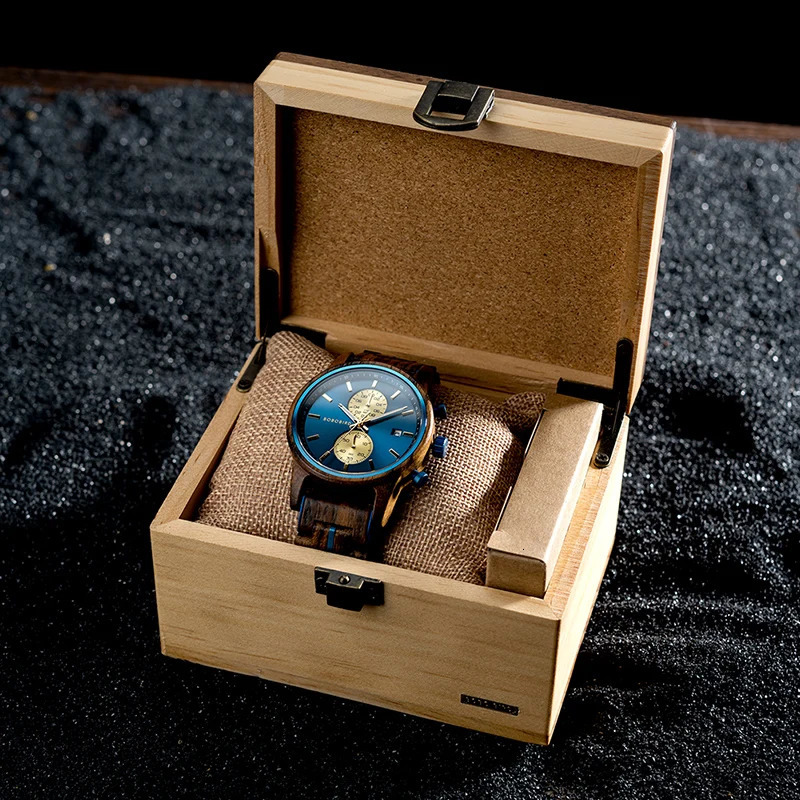 BOBO BIRD Wood Watch Men Business Quartz Watches Engraved Wooden Chronograph Wristwatch with Date Display Custom reloj madera 241122