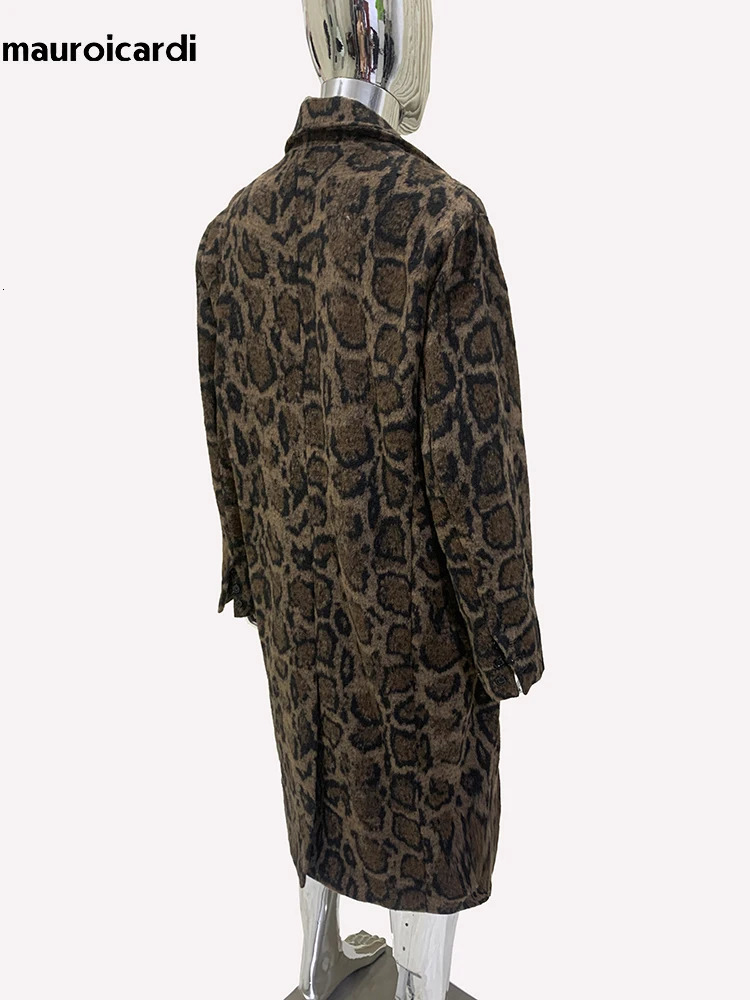 Mauroicardi Autumn Winter Long Warm Fluffy Colorful Woolen Coat Men Double Breasted Clothes Mens Overcoat 2024 241126