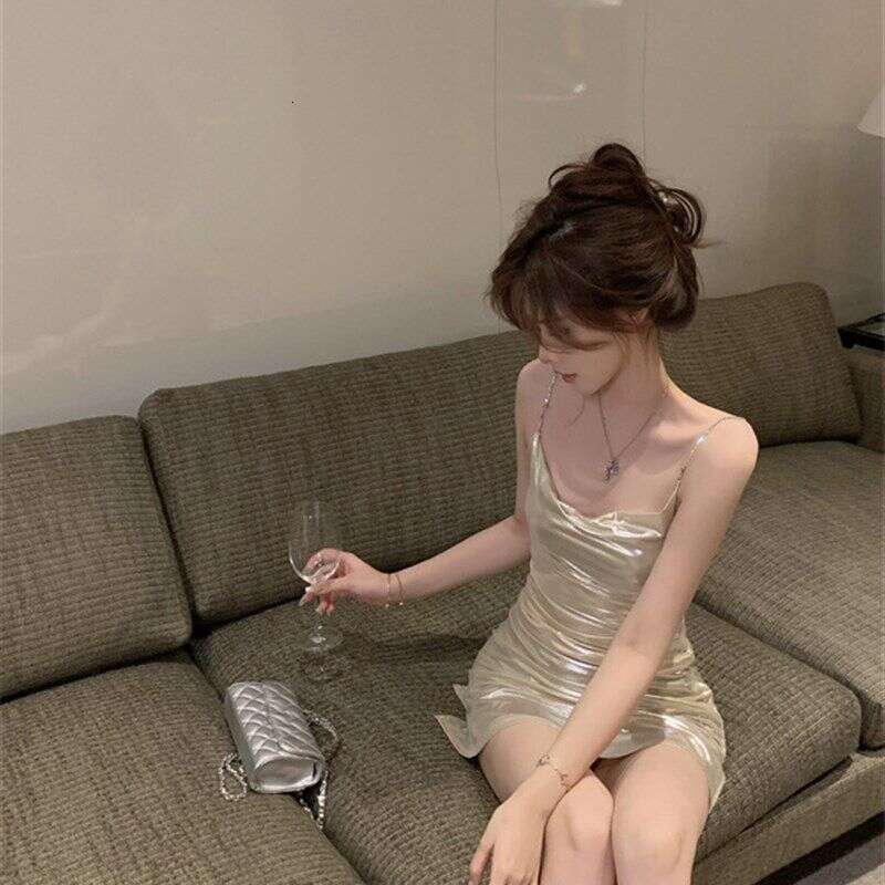 Quick hair pure desire style camisole for women in summer, light temperament, high-end feeg, sexy chain backless dress