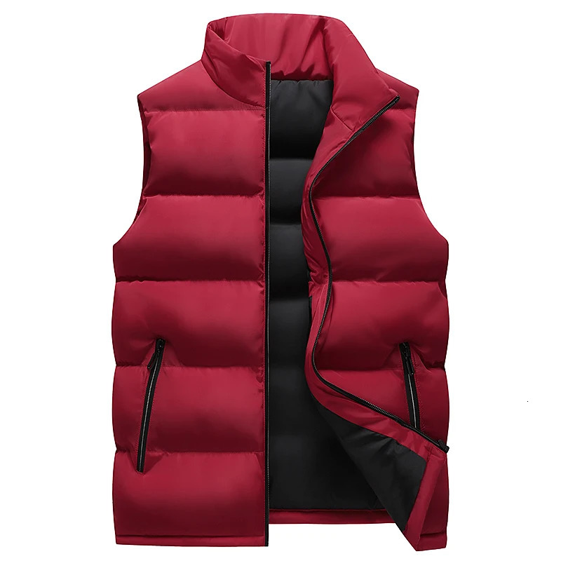 Mens Sweatwear Autum Warm Coats for Men Thickened Stand Collar Down Vest Oversized Winter Puffer Sleeveless Zipper Coat 241129