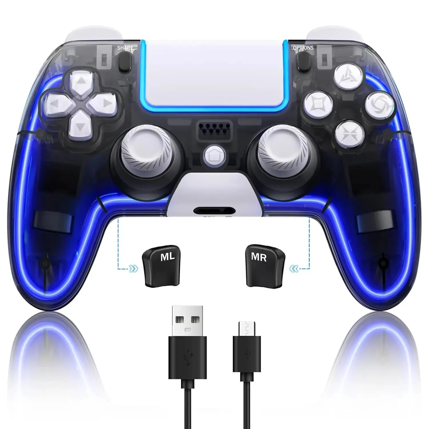 Saitake Controllers for Custom Remote with Hall 3D Joystick RGB Wireless Game Playstation 4 240418
