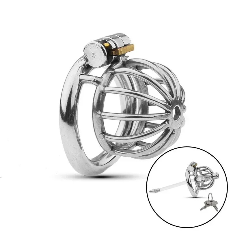 Metal Chastity Cage Male 2 Type Cock Penis Ring Masturbation SM Gay Devices Adult Sex Toys For Men 240423