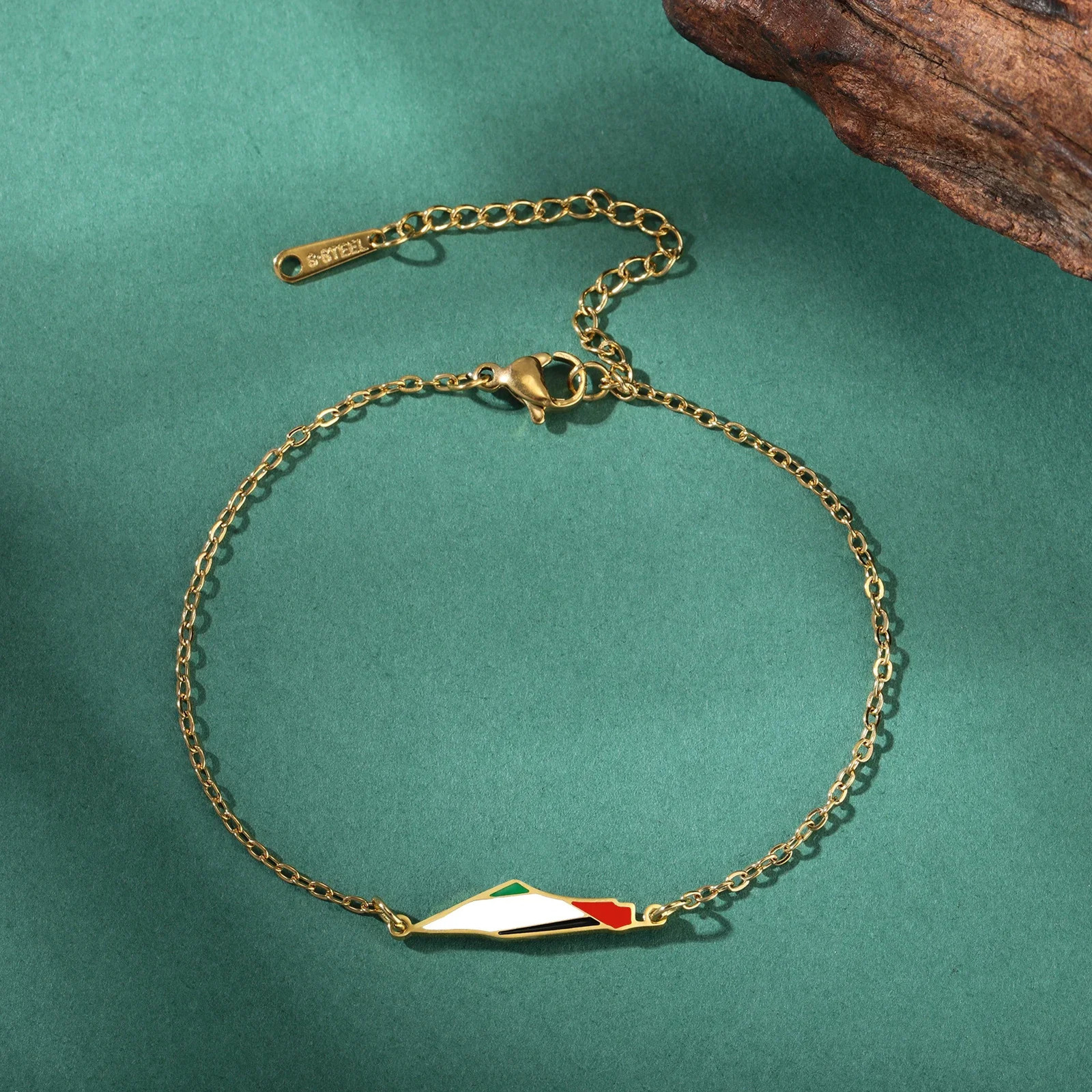 Enamel Palestine Map Charm Bracelets for Women Men Stainless Steel Gold Color Hand Bracelet Country Geography Jewelry Wholesale 241125