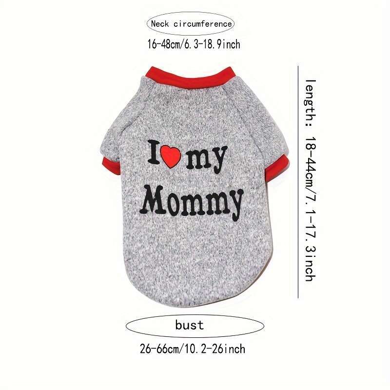 Toy Small Dogs And Cats - "I Mommy""I Love My Daddy", Soft Letter Print Pet Sweater