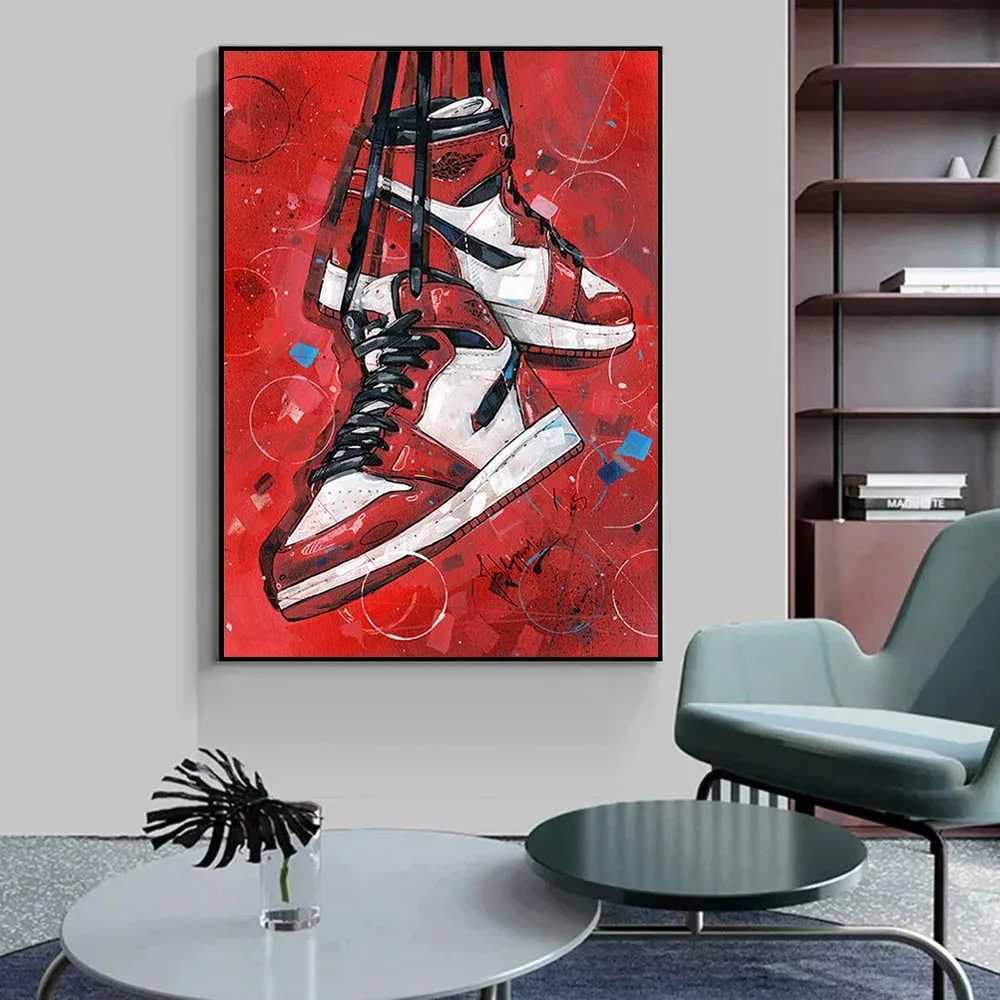 Graffiti fashion sneakers wall art posters ral modern home decoration canvas painting pictures printing gifts boys room decoration W241128