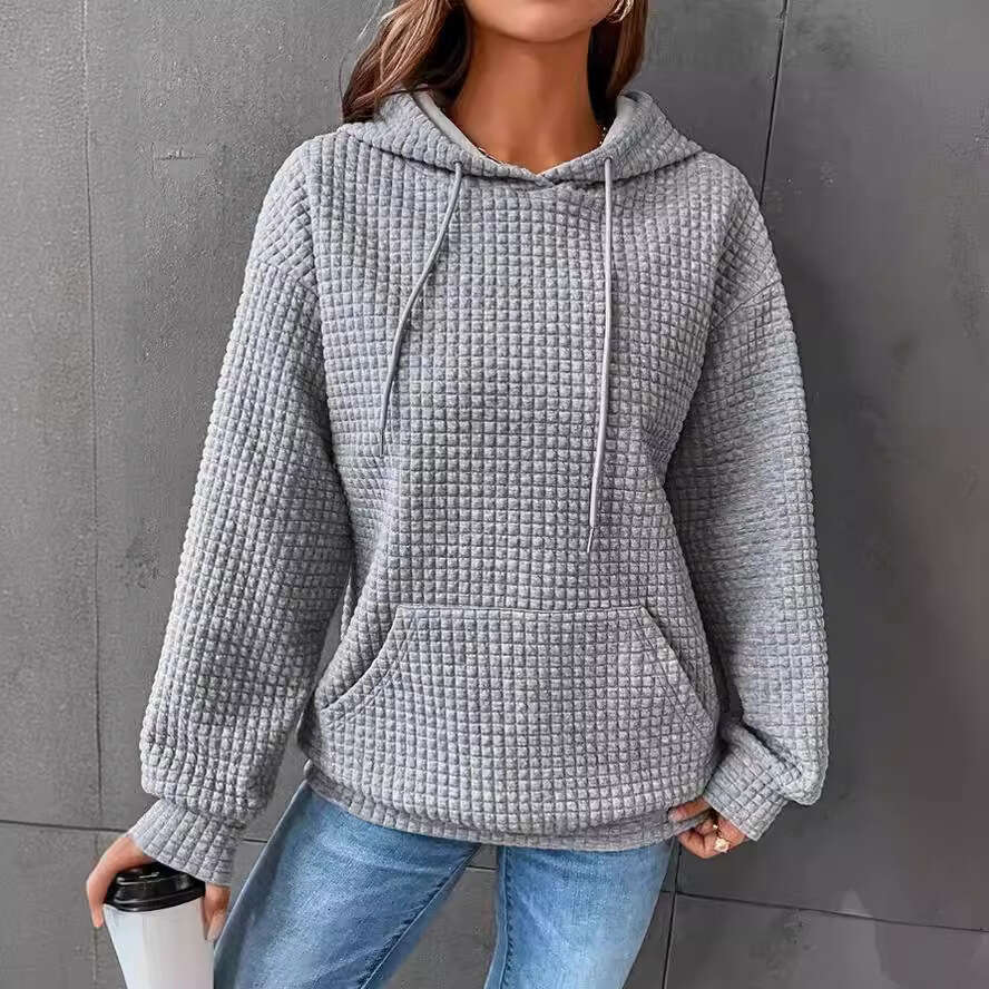 Autumn Winter European And American Women's New Small Style Round Neck Hooded Long Sleeved Sweatshirt Solid Color Trendy Clothing Fashionable Cas