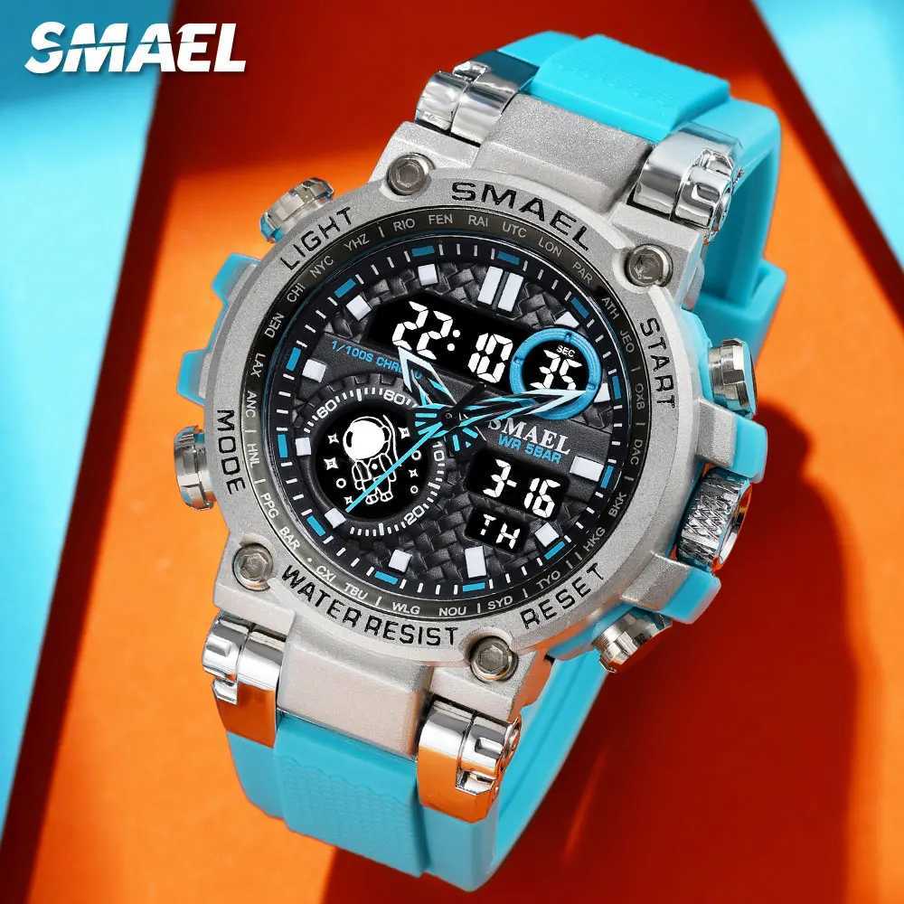 SMAEL Light e Sport Digital for Men waterproof dual time display timing quartz watch with automatic date week 1803B M241128