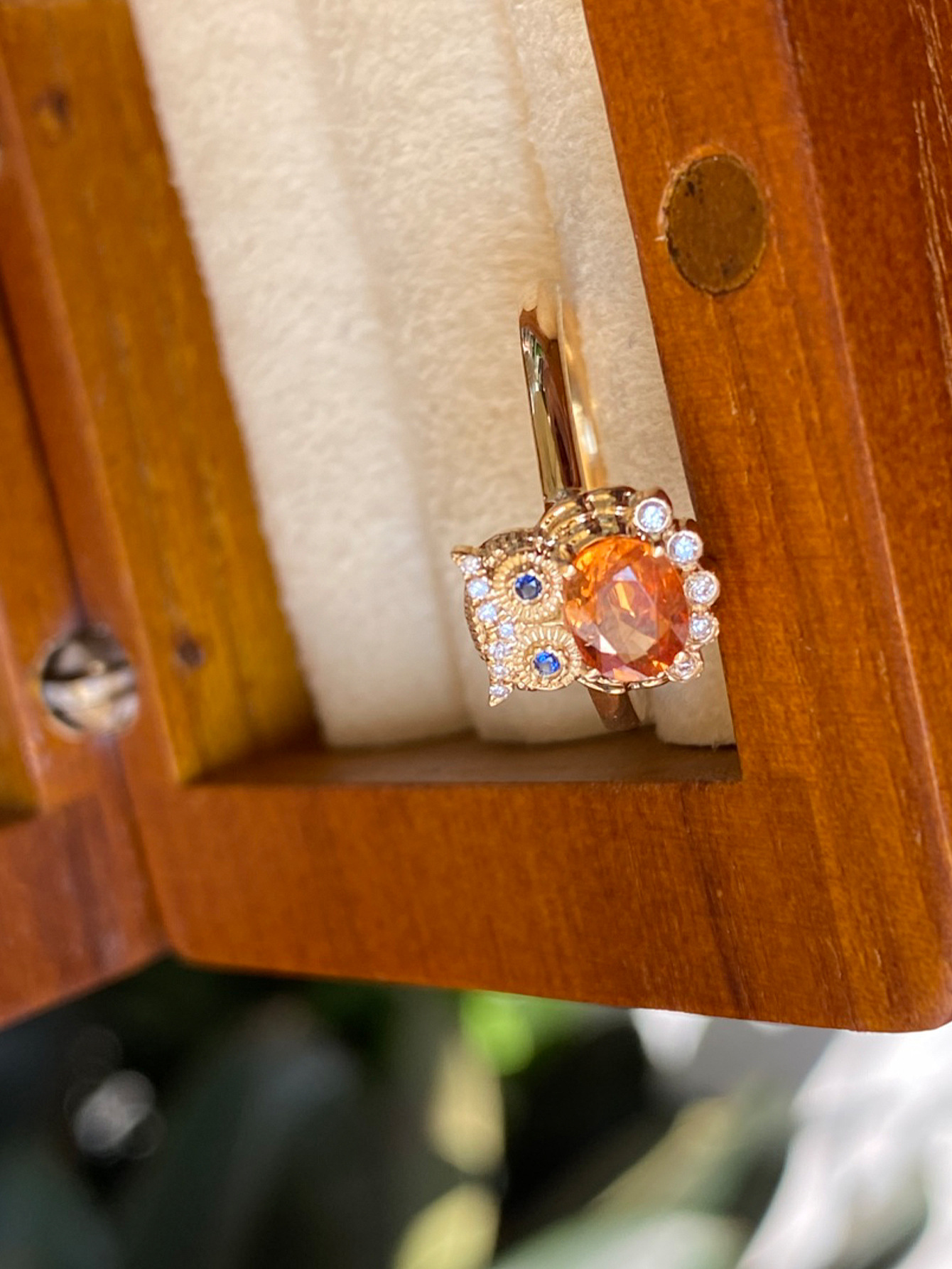 Free shipping S sterling sier cute owl designer ring for women girls gold lovely oval cz zircon sea blue crystal stone charms elegant rings jewelry Fr