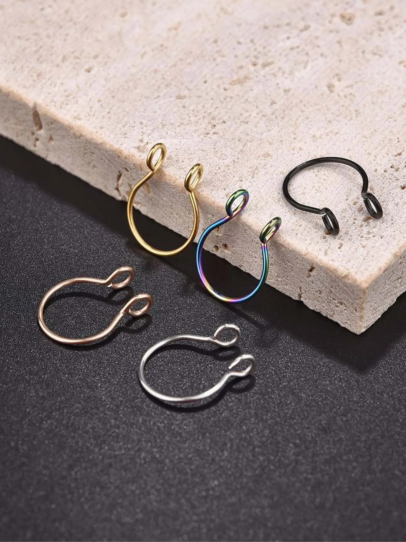 1Pc5pcs Set Horseshoe Nose Ring falseU Shaped Nath false Septum Rings316L Stainless Steel PiercingNon Pircing 241125