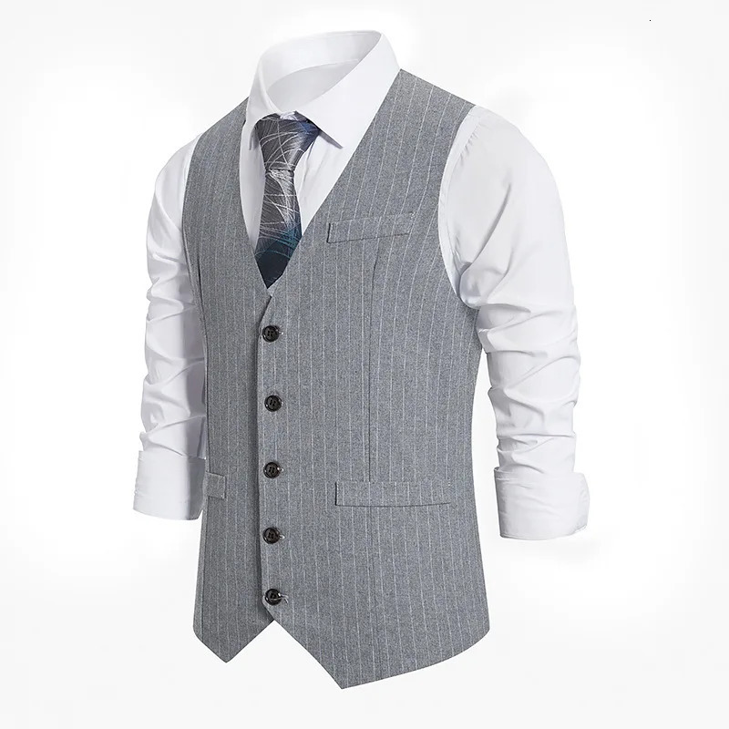 2024 Euro Code Mens Striped Singlebreasted Waistcoat Casual Suit Retro Vest 241129