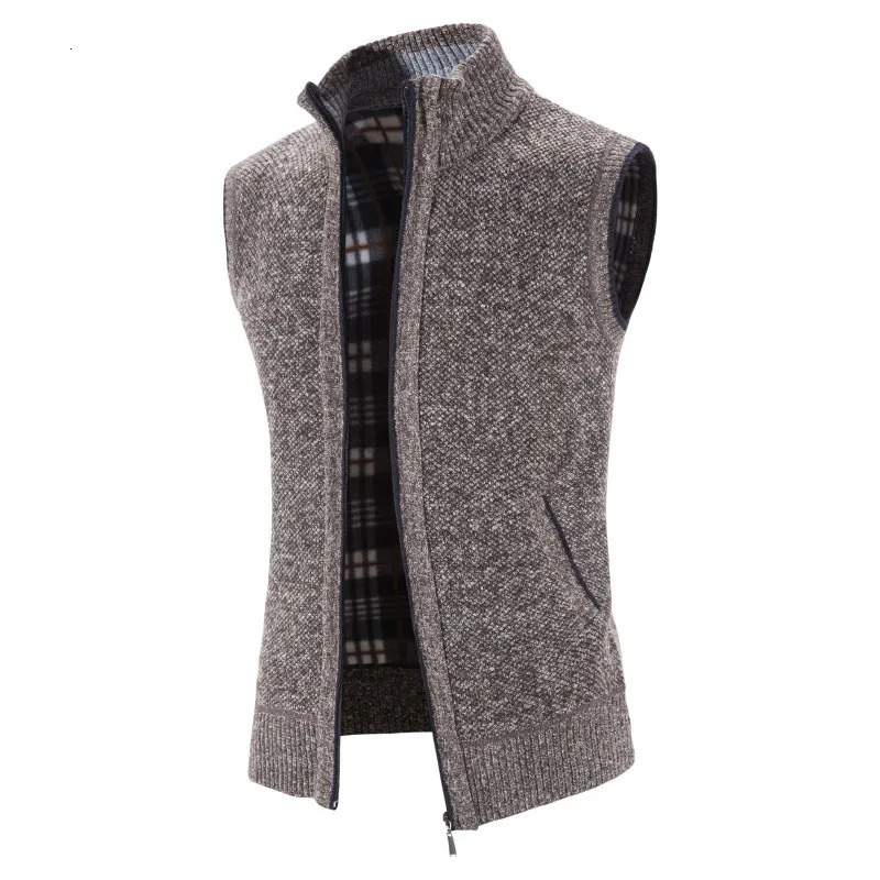 Mens AutumnWinter Waistcoat Plus Velvet Thicken Size Slim Sweater Vest Sleeveless Knitted M4XL 241129