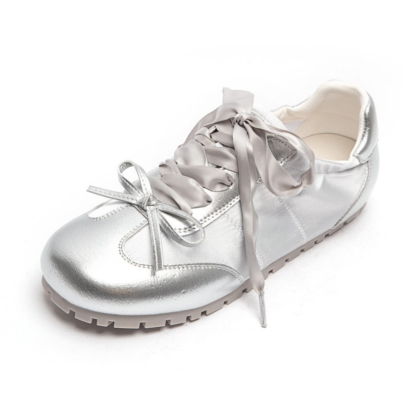 Ballets hot Sneakers for Women, Lace Up Flats, Ins Stain, Bow Tennis, Athletic Shoes, Size 35-40