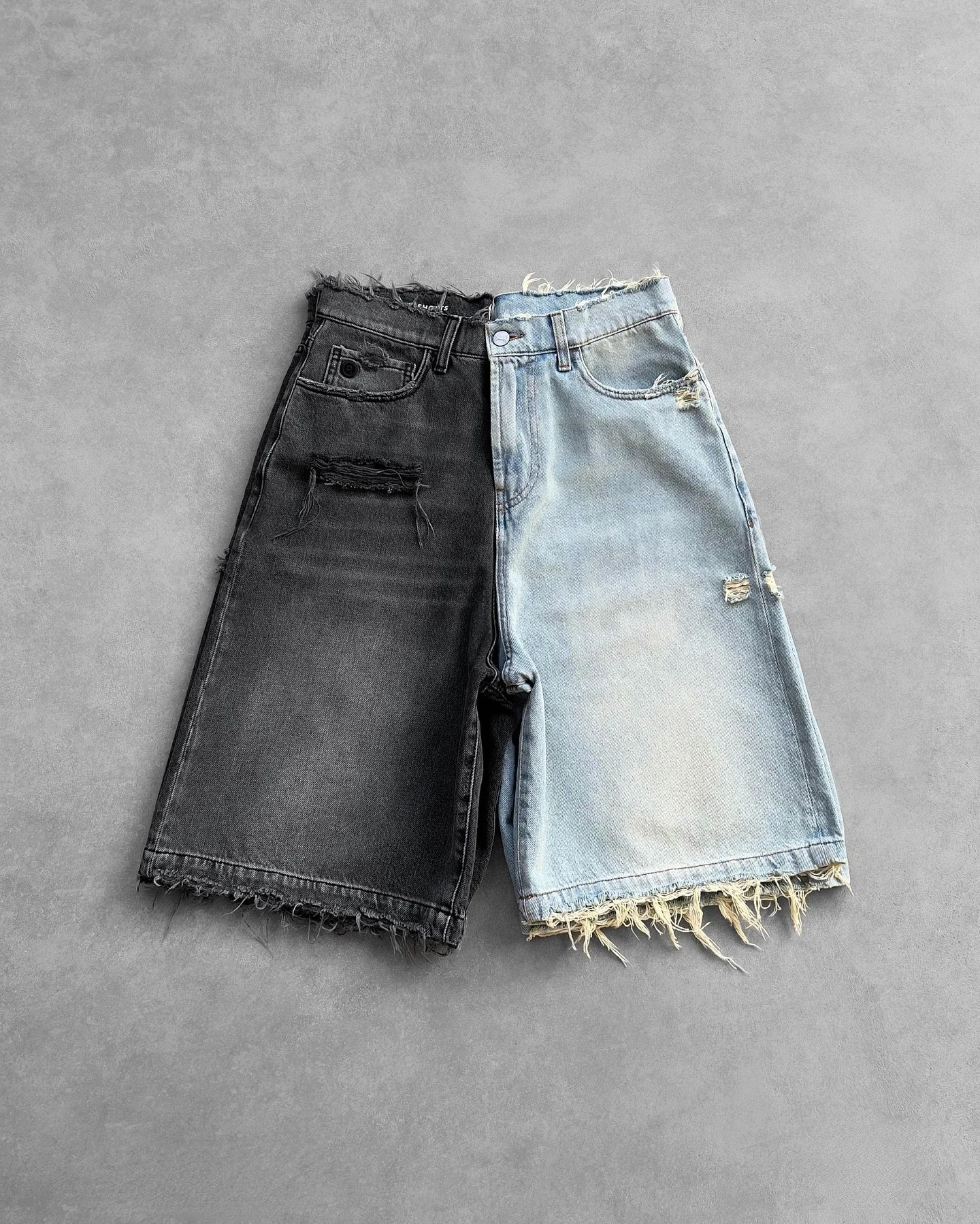Y2k Black Punk Washed Baggy Work Shorts Men Women Fashion Hip Hop Ripped Hole Denim Vintage Raw Edge Jorts Streetwear 241126