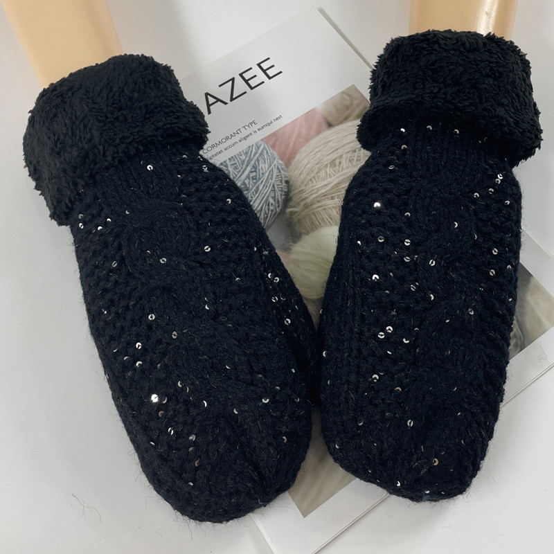 Manufacturer direct sales of women's knitted gloves with thick velvet and finger cots wholesale of winter outdoor warm woolen gloves