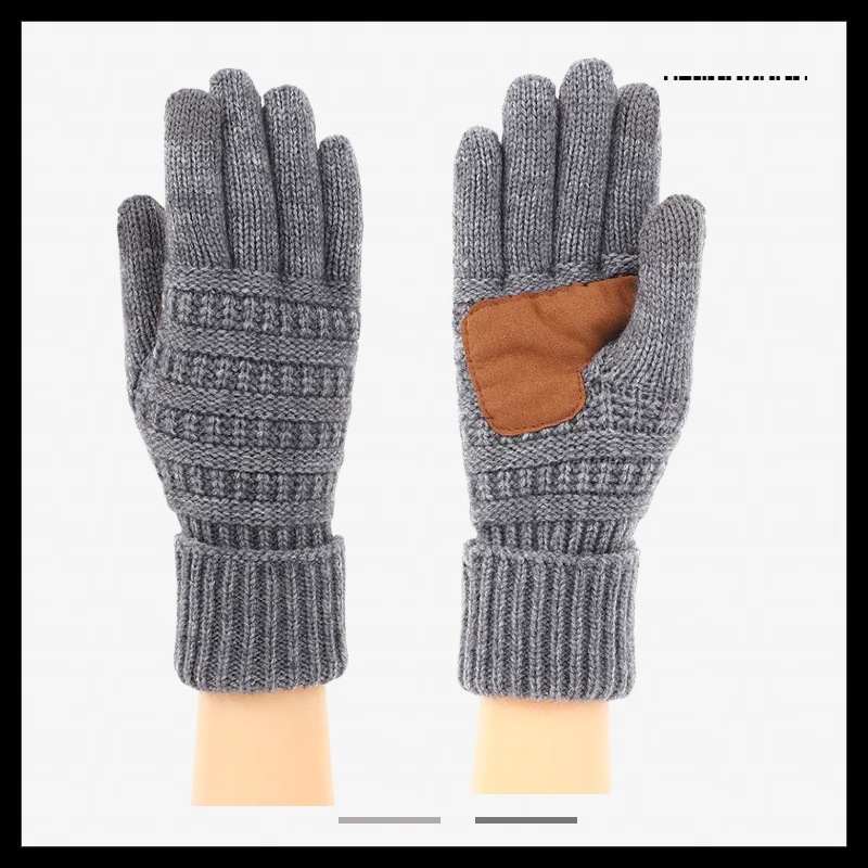 Winter anti cold and warm touch screen knitted gloves foreign trade source outdoor cycling five finger gloves fashionable woolen gloves